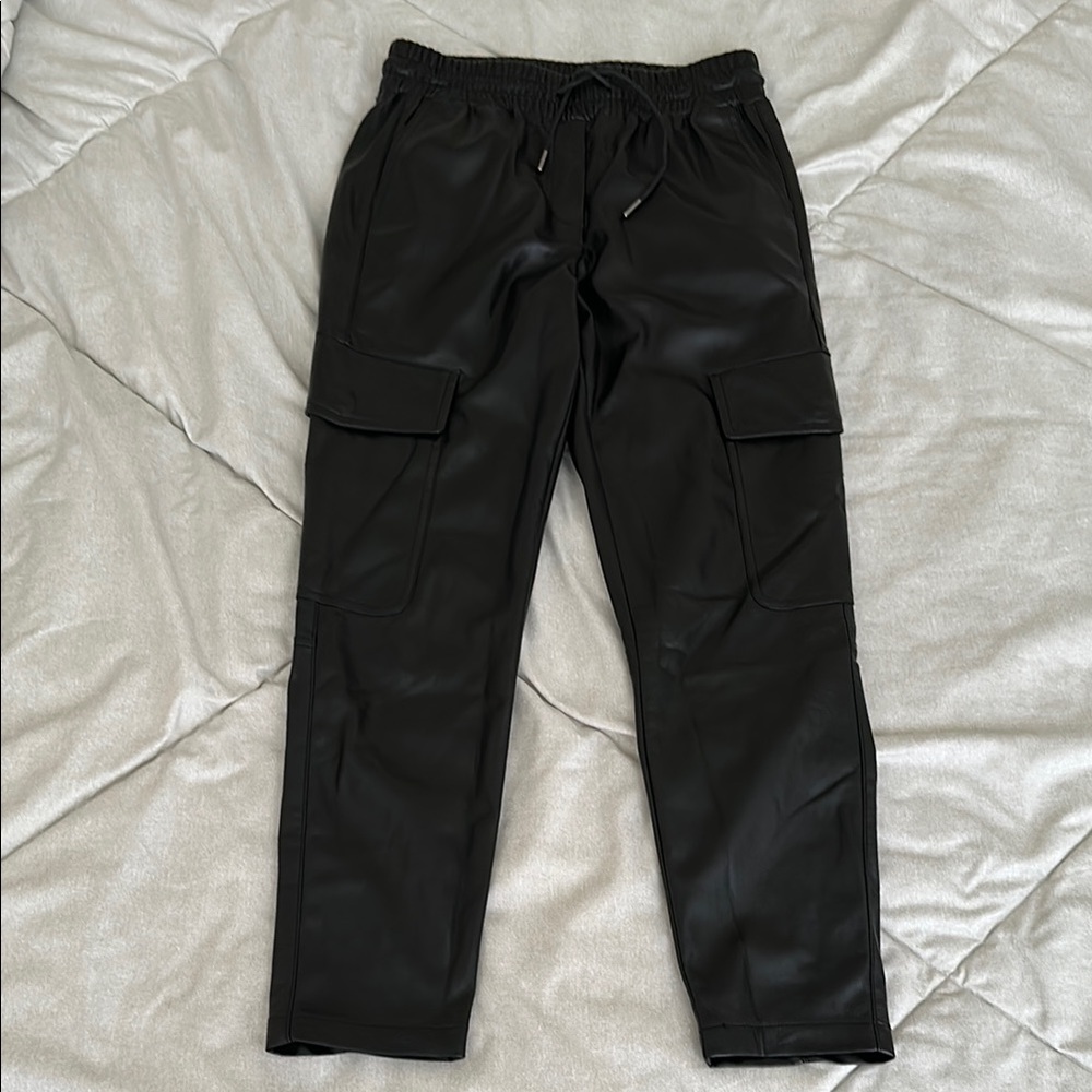 Zara Faux Leather Black Cargo Pants